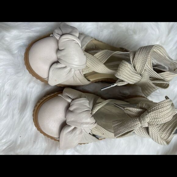 Puma Fenty beige leather creeper lace up with leather bow accent size 7.5 - Picture 8 of 11